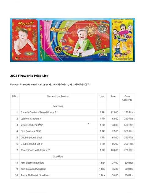 Fireworks price list philippines.  The document emphasizes the variety and quality of fireworks...