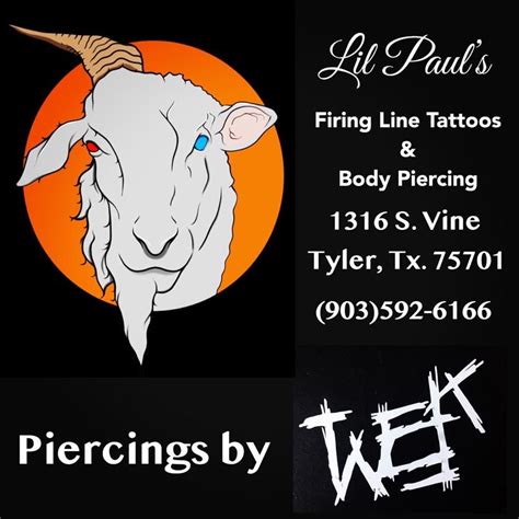 Firing line tattoo tyler tx. Kellys Tattoos in Tyler, Texas. Phone Number: +1 903-596-8287; Address: 2519 E 5th St, Tyler, TX 75701, United States; Zip Code: 75701; Total Reviews: 139; Average ... 
