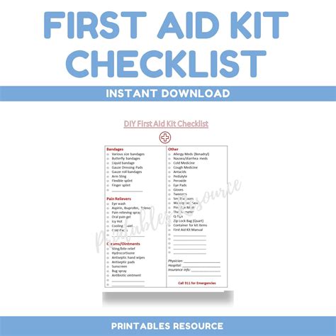 First Aid Kit Checklist Checklist For First Aid Kit Jonda