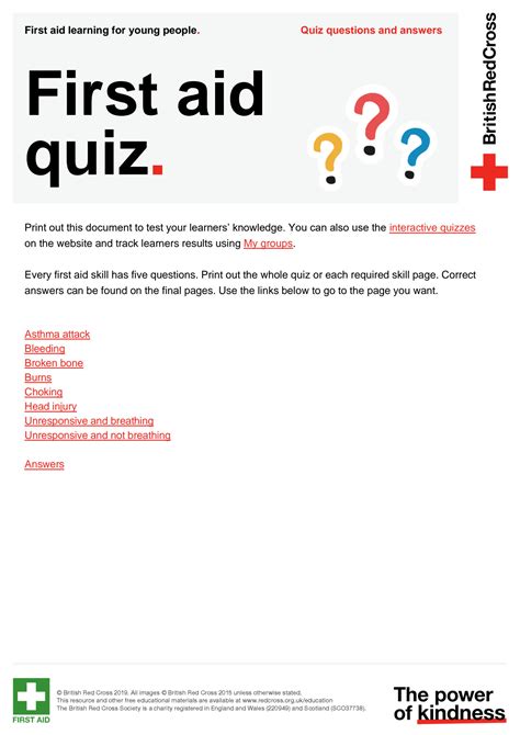 First Aid Quiz And Answers