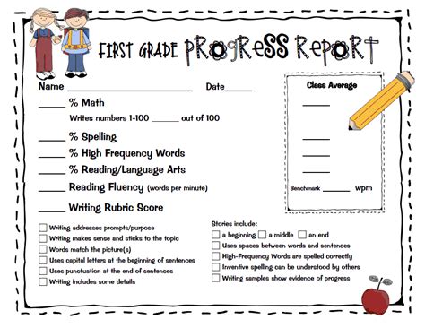 First Grade Progress Report_fill in generic.pdf Google Drive Progress report template