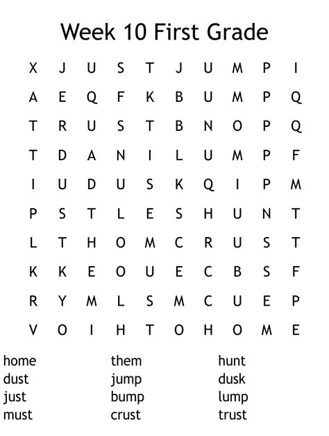 First Graders Word Search WordMint