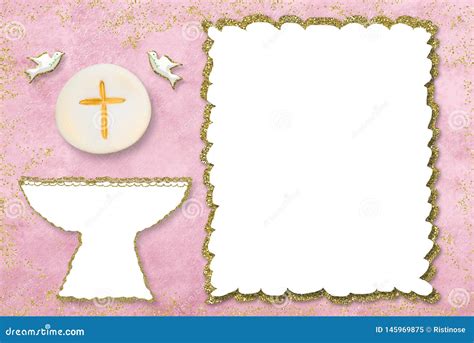 First Holy Communion Invitation Card Stock Image Image of
