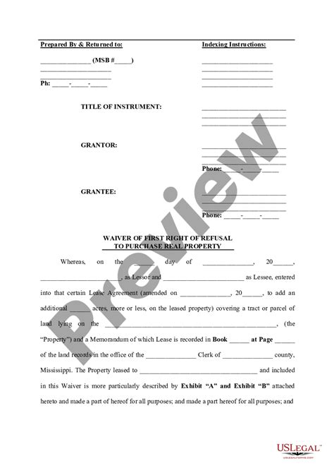 First Right Of Refusal Form Real Estate US Legal Forms