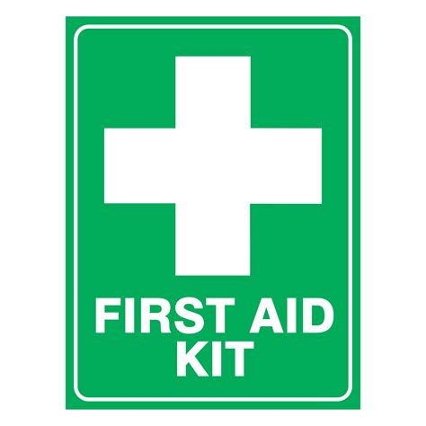 First aid cross. Luckily, there is a first aid kit sign used across the globe to indicate the location of a first aid kit or other first aid people, tools, or facilities. This first aid kit sign is widely known as the Green Cross and, as the name suggests, it comprises a plain, square white cross on a green background (and sometimes vice versa). 