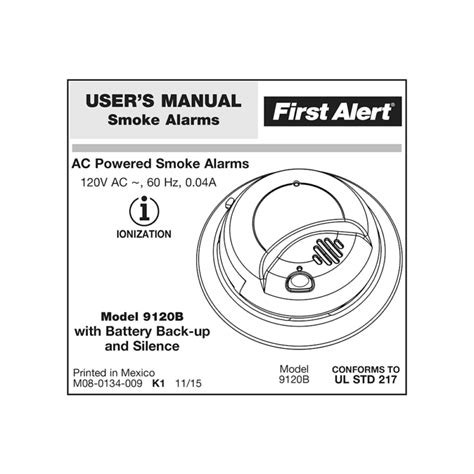 View smoke alarm First Alert 9120B User Manual and manual online or download in pfd format. ... First Alert 9120B Manual. 8 pages 1.16 Mb. CONTENIDO; INTRODUCCIN.. 