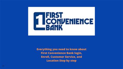 First convenience bank online banking. Bank anywhere, anytime with our advanced online and mobile banking platform with features that let you transfer funds, make payments, open an account and deposit … 