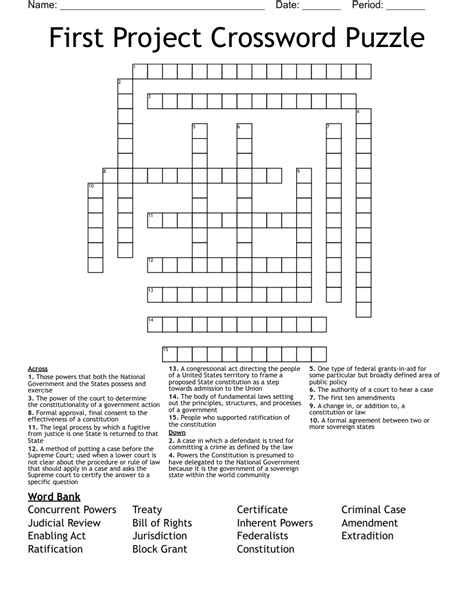 First stages of a project - crossword puzzle clues & answers - Da…