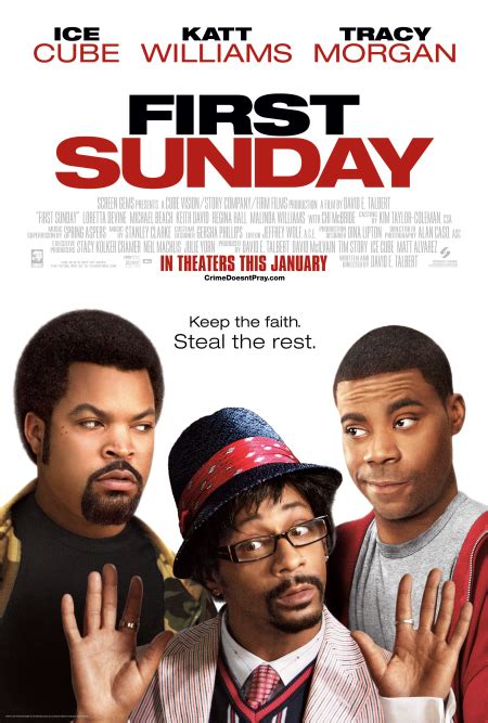 First sunday movie. First Sunday. Trailer. HD. IMDB: 4.5. Durell and LeeJohn are best friends and bumbling petty criminals. When told they have one week to pay a $17,000 debt or Durell will lose his son, they come up with a desperate scheme to rob their neighborhood church. Instead, they end up spending the night in the presence of the Lord and are forced to deal ... 