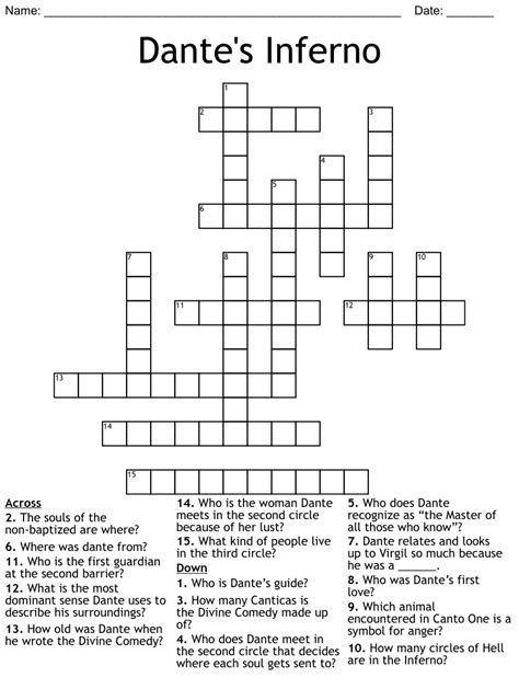 Inferno. Today's crossword puzzle clue