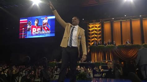 First-ballot Hall of Famer tight end Tony Gonzalez celebrates