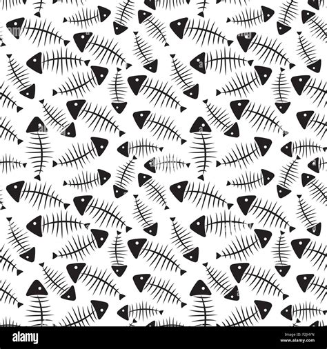 Fish Bone Seamless Pattern Background Vector Stock Vector
