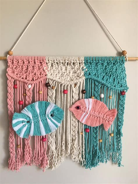 Fish Macrame Wallhanging Etsy Macrame patterns tutorials, Macrame