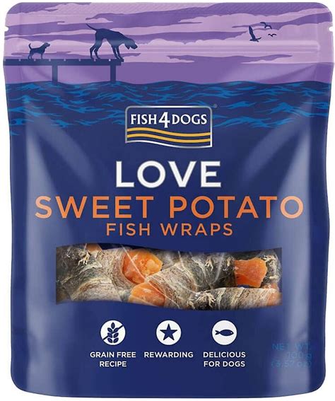 Fish4Dogs Sweet Potato Fish Wraps Dog Treats, 3.5-oz bag