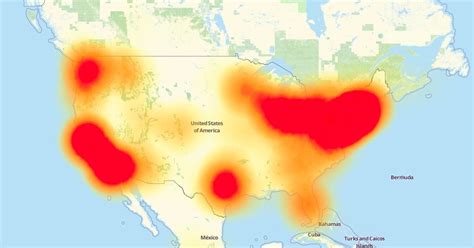 Fision internet outage.  Countries are colored Real-time problems and outages for Hotwire...