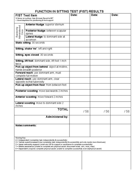 Fist Score Sheet