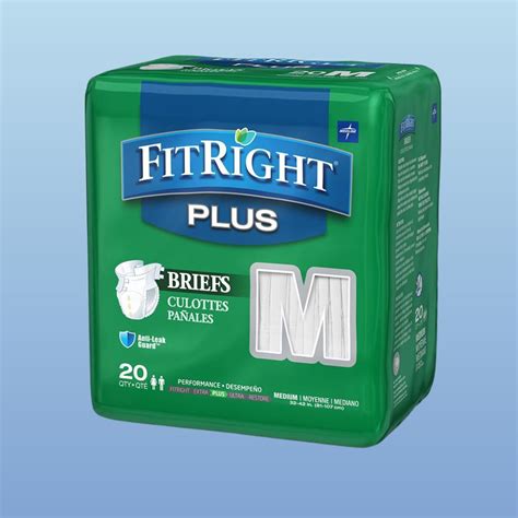 FitRight Plus Incontinence Briefs, MD-XL sizes, 80/case