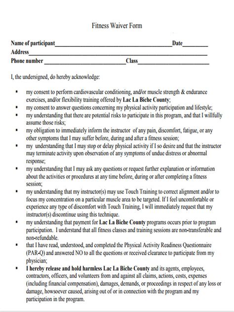 Fitness Waiver Create Download For Free Pdf Word Formswift