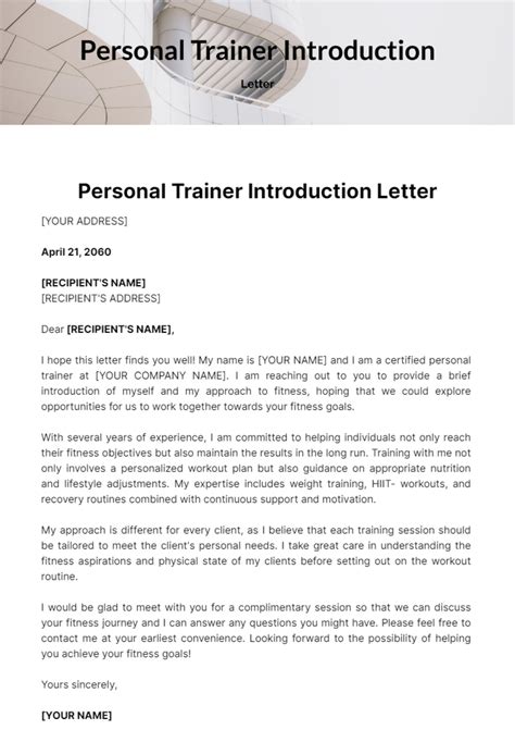 Fitness trainer introduction sample
