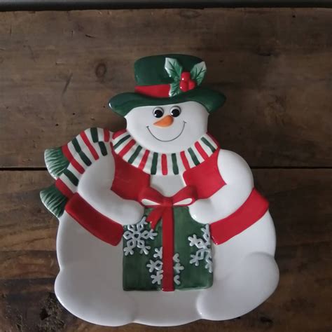 Fitz and Floyd Holiday Snowman Christmas Canape Plate