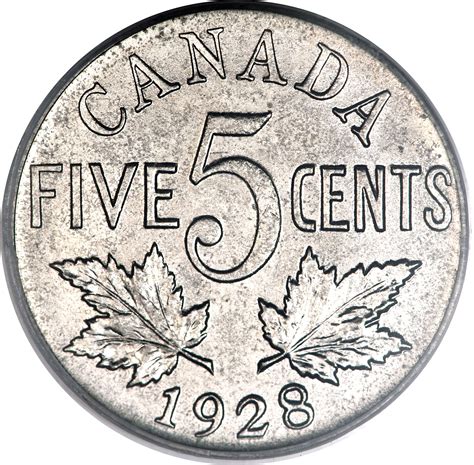 The Royal Canadian Mint also suggest that 8 000 5 cents 1944 tombac coins were produced. Of these, only one is known to date. Missing chrome variety exist, but chrome can be chemically removed from coins and this variety is no longer recognized by the third party grading services. 5 cents 1944 prices and values