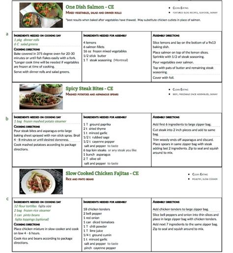 Five dinners one hour. Create your own menus with sample recipes from our Classic, Clean Eating, and BONUS Cold Lunch Plans. TRY IT NOW $2.00. One-time charge. No recurring charges after the initial purchase. 