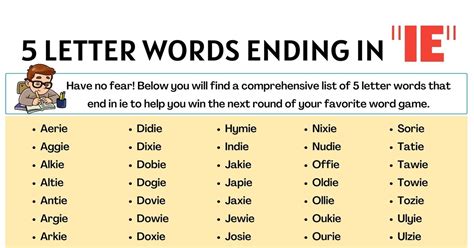 Five letter words ending in ie. Things To Know About Five letter words ending in ie. 