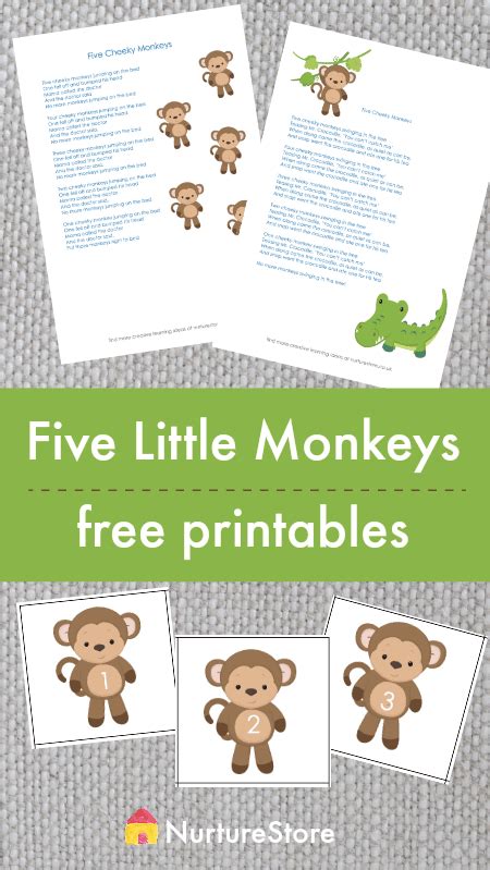 Five little monkeys song and printable number cards