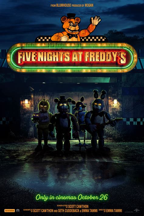 Five nights and freddy's movie. Watch the trailer, find screenings & book tickets for Five Nights at Freddy's on the official site. In theatres 27 October 2023 brought to you by Universal Pictures. Directed by: Emma Tammi. Starring: Josh Hutcherson, Elizabeth Lail, Kat Conner Sterling, Piper Rubio, Mary Stuart Masterson, Matthew Lillard 