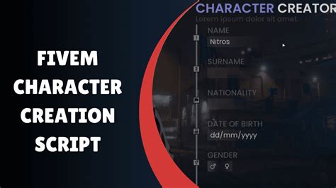 Fivem character creation script.  Players can input details such as name, ...