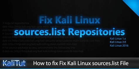 Fix Kali Linux sources.list Repositories KaliTut Tutorial
