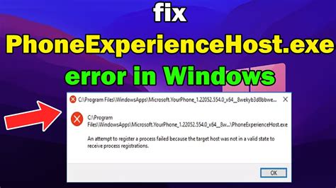 Fix PhoneExperienceHost.exe error on Windows - YouTube