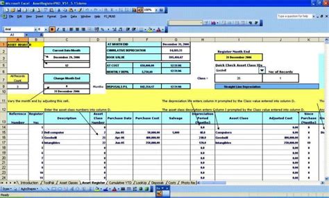 Fixed Asset Register Excel Template