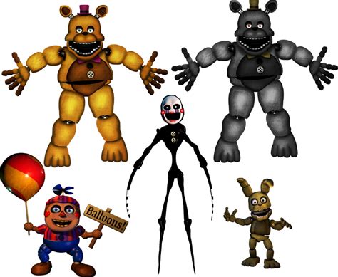 Fixed nightmare animatronics. CC gives Mike mightmares of CC's experience suffering through William's experiments melded with the events of FNAF 1-3. UNnightmare, Fixed Nightmare animatronics, were they real, not the actual Nightmares. The fixed nightmares aren't actual things. The nightmare animatronics are like the Twisted Animatronics, animatronic shells with illusion ... 