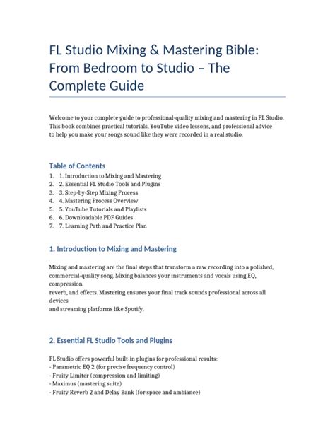 Fl studio mixing and mastering tutorial pdf.  The document provides instructions for mi...