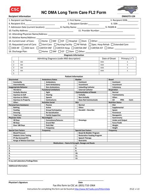 fl-2 (86) north carolina medicaid program handout e-1 instructions on reverse side long term care services. prior approval utilization review on-site review . identification 1. patient’s last name first middle 2.