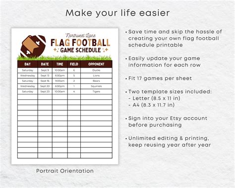 Flag Football Schedule