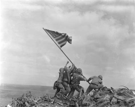 Flag raising on iwo jima. Feb 23, 2024 · February 23, 2024. Updated Feb. 23, 2024 at 12:15 p.m. On this day in 1945, the American flag was raised at Iwo Jima to signal the capture of Mount Suribachi, the highest point on the island, by U.S. Marines during the Battle of Iwo Jima. The moment was captured in what is one of the most iconic war photographs ever taken. 