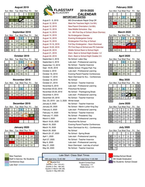 Flagstaff Academy Calendar
