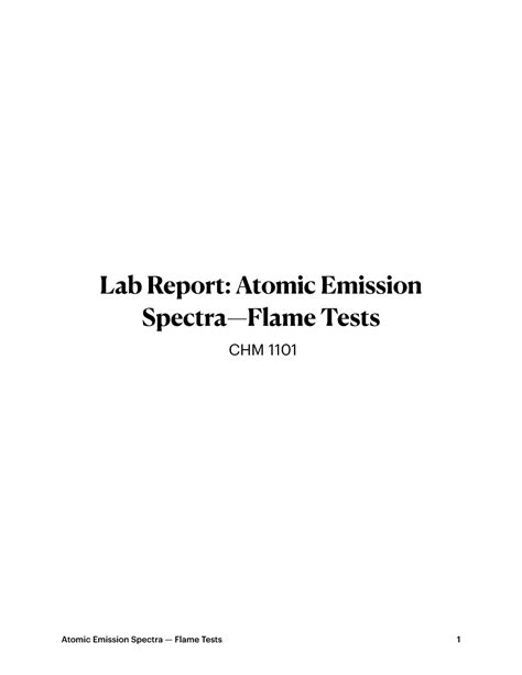 Flame Test And Atomic Spectra Lab Report