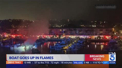 Flames engulf boat in Marina Del Rey: video