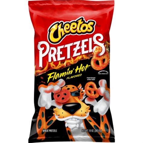 Flamin hot pretzels. That exposed side is meant to maximize the amount of Cheetle (the brand's term for its flavor dust) per pretzel. Customers can find Cheetos Pretzels nationwide at $5.69 for a 10-ounce bag and $2.49 for a 3-ounce bag. This new item comes after the brand's recent collaboration with Milk Bar and its celebrity chef founder Christina Tosi. 
