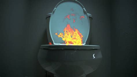 Flaming toilet. A phrase to describe a burning fire/flame 