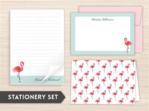 Flamingo Stationary Set - Etsy