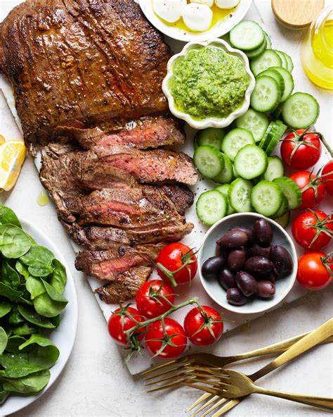 Flank Steak with Olive & Tomato Salad - Rustic Joyful Food