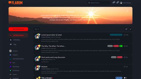 Flarum theme.  Deep Cosmos &mdash; a dark, modern theme for Flarum with teal accent.  ...