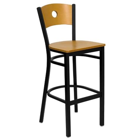 Flash Furniture Wood Circle Back Black Metal Restaurant Barstool