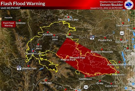 Flash flood warning posted for section of the Cameron Peak burn area
