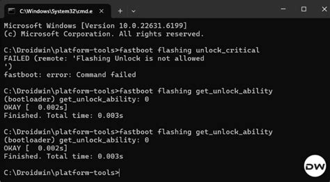 Flashing unlock is not allowed.  total time However, when I try "fastboot f...