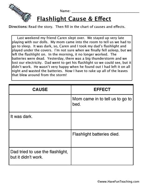 Flashlight Cause and Effect Worksheet Have Fun Teaching